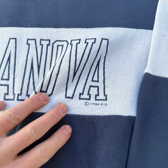 Vintage 80's Villanova Wildcats Blue White Crewneck Pullover Sweatshirt Sz M - Picture 5 of 10